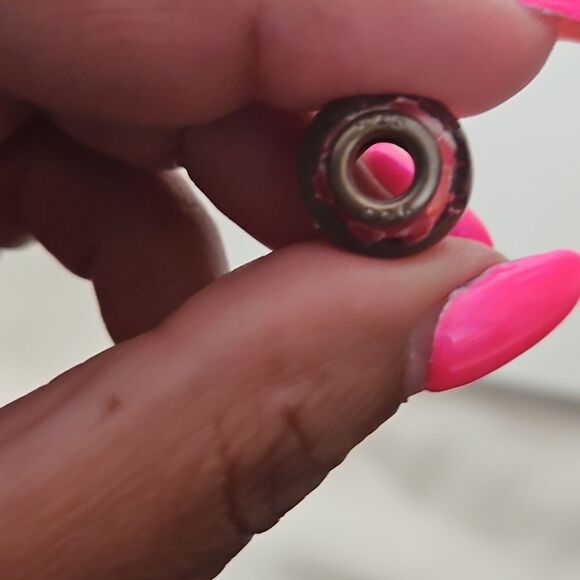 Murano Glass Flower Charm Stamped 925 Burgundy/ White - Picture 10 of 16